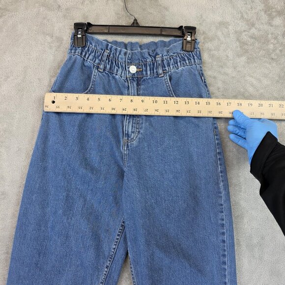 Zara Jeans Womens Size XS Blue Paperbag Waist High Rise Tapered Leg Denim - Picture 5 of 9